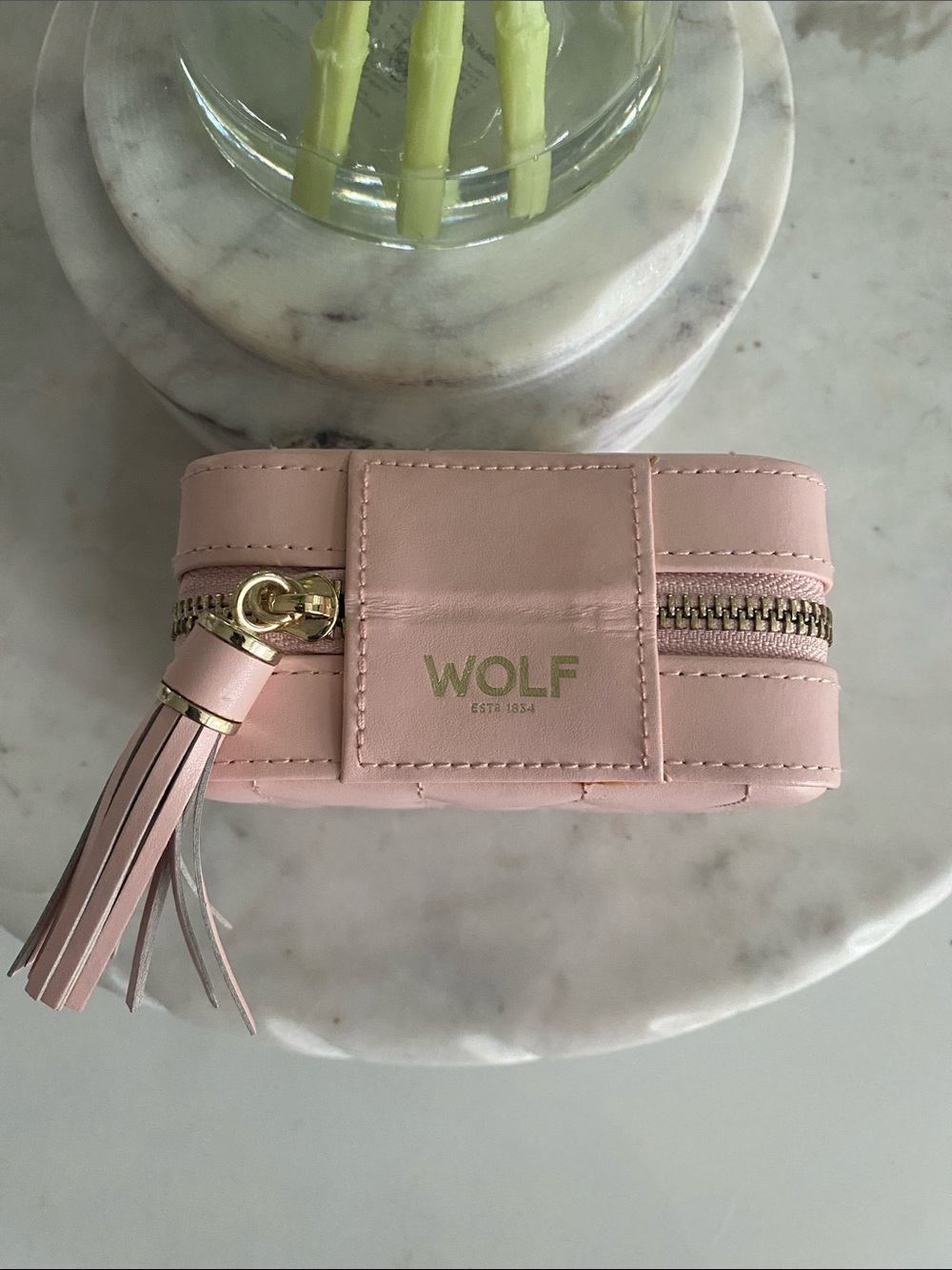 😍WOLF Caroline Zip Travel Jewelry Case in Rose Quartz!